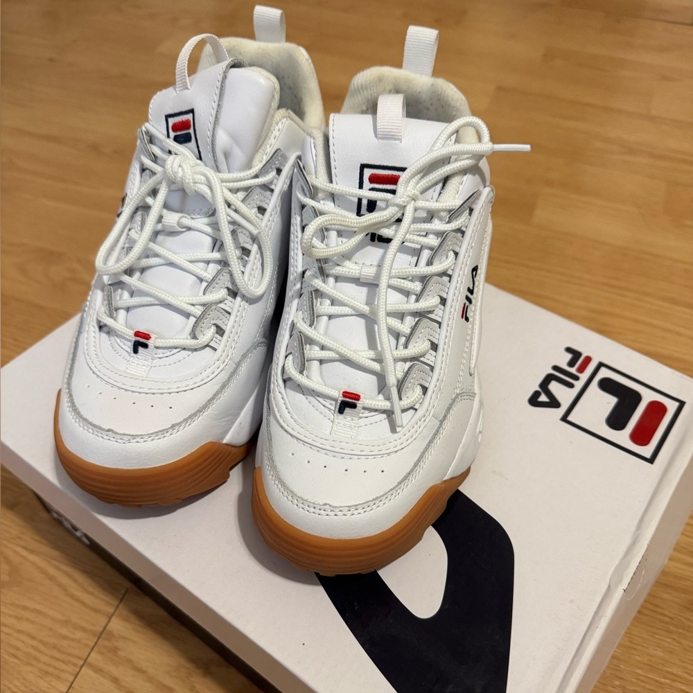 Fila Women’s White and Gum Sneakers